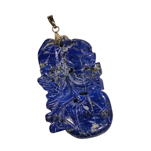 Vintage Lapis Lazuli Hand Carved Pendant - Picture 2 of 4